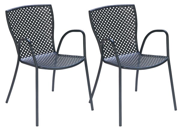 Set 2 Sedie da Giardino 56x62x84 cm in Acciaio con Braccioli RD Italia Sonia Antracite