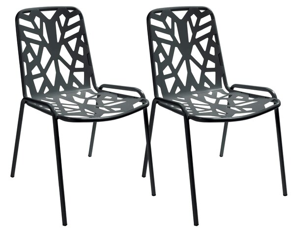Set 2 Sedie da Giardino 52x59x83 cm in Acciaio RD Italia Fancy Antracite
