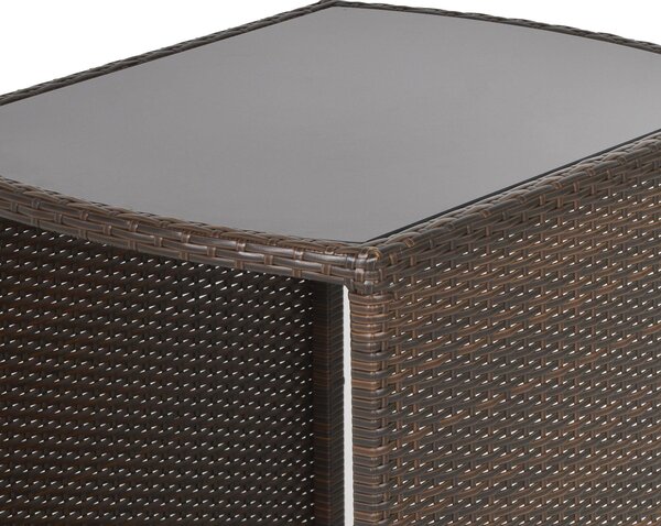 Set Tavolino e 2 Sedie da Giardino in Rattan Marrone