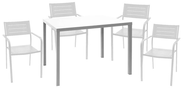 Set Tavolo e 4 Sedie da Giardino in Acciaio RD Italia Dorio Bianco