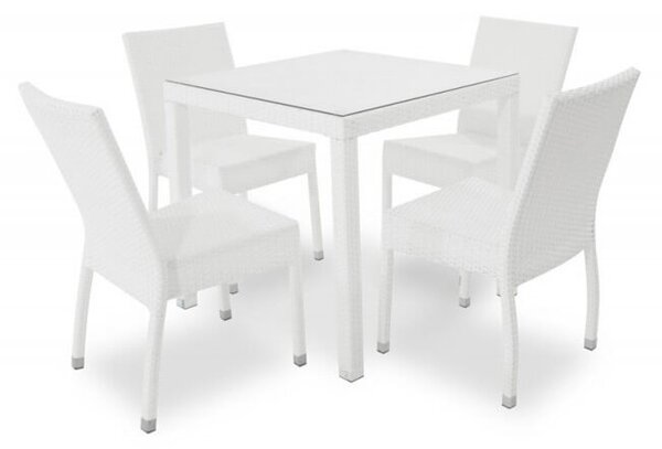 Set Tavolo e 4 Sedie da Giardino in Alluminio e Hularo Bianco