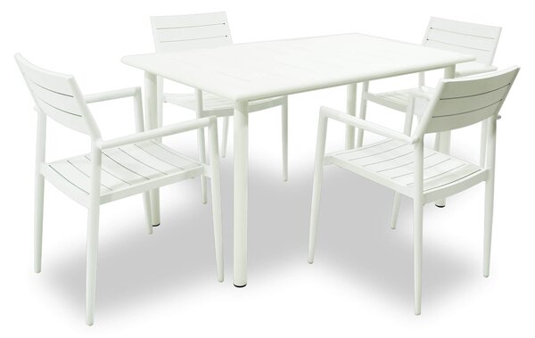 Set Tavolo e 4 Sedie da Giardino in Alluminio Alzira Bianco