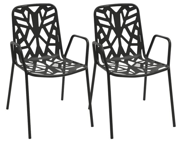 Set 2 Sedie da Giardino 53x59x83 cm in Acciaio con Braccioli RD Italia Fancy Antracite