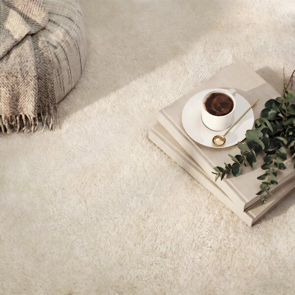 HOMCOM Tappeto Salotto 160x230 cm Lavabile in Lavatrice Pelo Lungo Stile Moderno Tappeto per Soggiorno Camera da Letto Crema | Aosom Italy