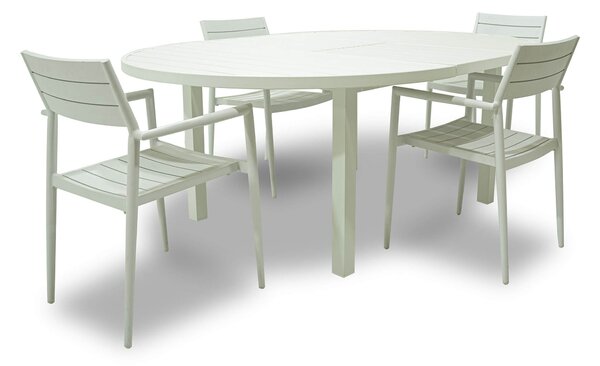 Set Tavolo Allungabile e 4 Sedie da Giardino in Alluminio Ermes Champagne