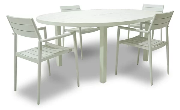 Set Tavolo Allungabile e 4 Sedie da Giardino in Alluminio Ermes Champagne