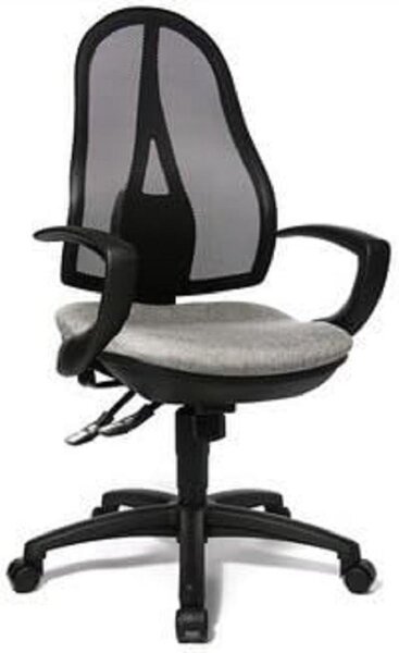 Sedia girevole da ufficio Open Point SY, rivestita in tessuto, colore nero/grigio chiaro
