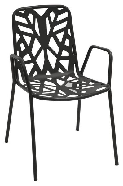 Set 2 Sedie da Giardino 53x59x83 cm in Acciaio con Braccioli RD Italia Fancy Antracite