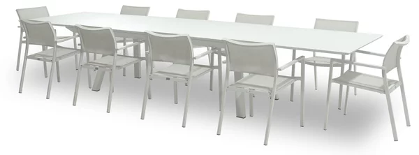 Set Tavolo Allungabile e 10 Sedie da Giardino in Alluminio Didone Bianco