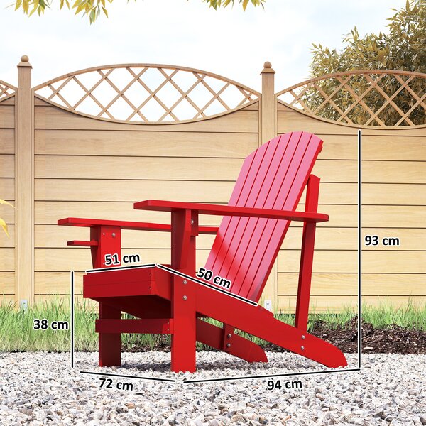 Outsunny Andirondack Sedia da giardino Poltrona da esterno Sedia outdoor, 72 cm x 97 cm x 92 cm, Rosso | Aosom Italy