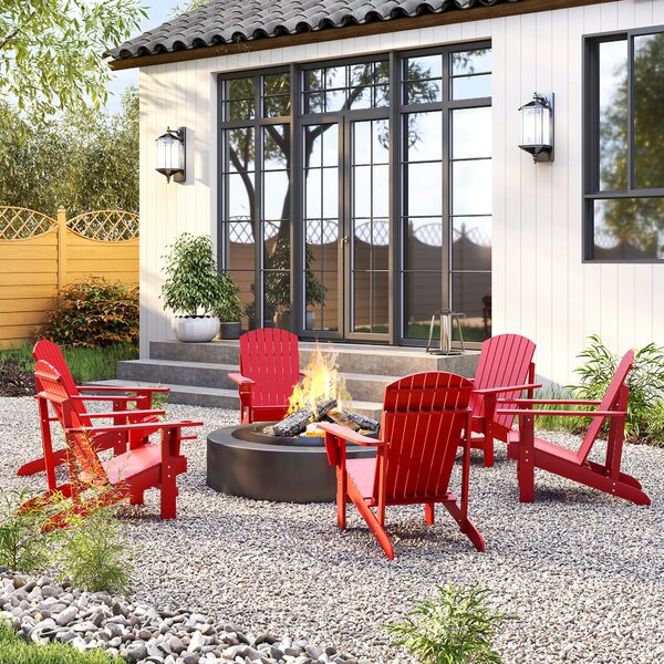 Outsunny Andirondack Sedia da giardino Poltrona da esterno Sedia outdoor, 72 cm x 97 cm x 92 cm, Rosso | Aosom Italy