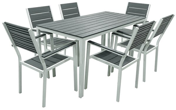Set Tavolo e 6 Sedie da Giardino in Acciaio Altair Bianco e Grigio Antracite