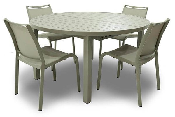 Set Tavolo Allungabile e 4 Sedie da Giardino in Alluminio Ermes Bianco