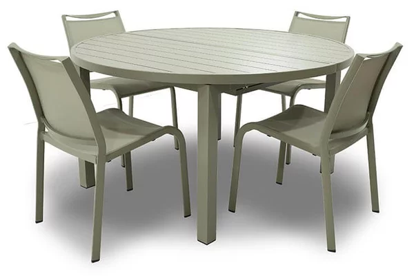 Set Tavolo Allungabile e 4 Sedie da Giardino in Alluminio Ermes Bianco