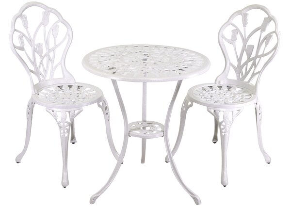 Set Tavolo e 2 Sedie da Giardino in Alluminio Parma Bianco