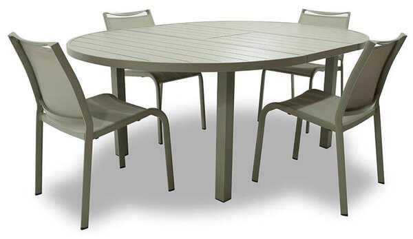 Set Tavolo Allungabile e 4 Sedie da Giardino in Alluminio Ermes Bianco