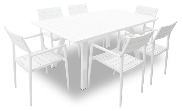 Set Tavolo Allungabile e 6 Sedie da Giardino in Alluminio Serse Bianco