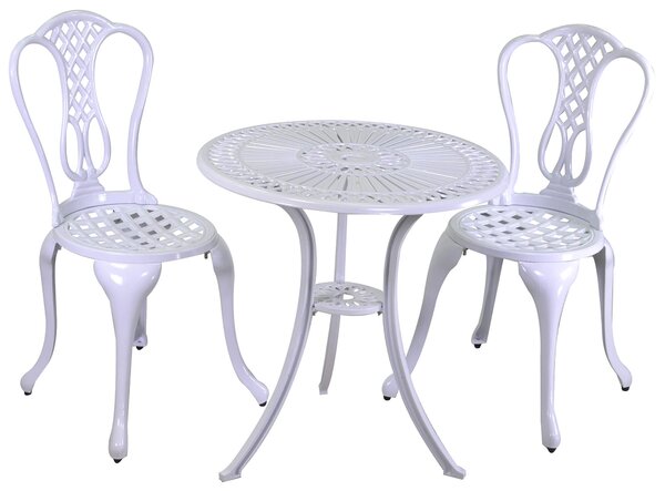 Set Tavolo e 2 Sedie da Giardino in Alluminio Siracusa Bianco