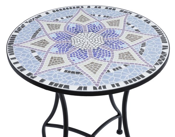 Outsunny tavolino giardino, tavolino giardino ceramica, tavolino outsunny, tavolino giardino outsunny, tavolino esterno Black, Blue and White Φ60x71 cm