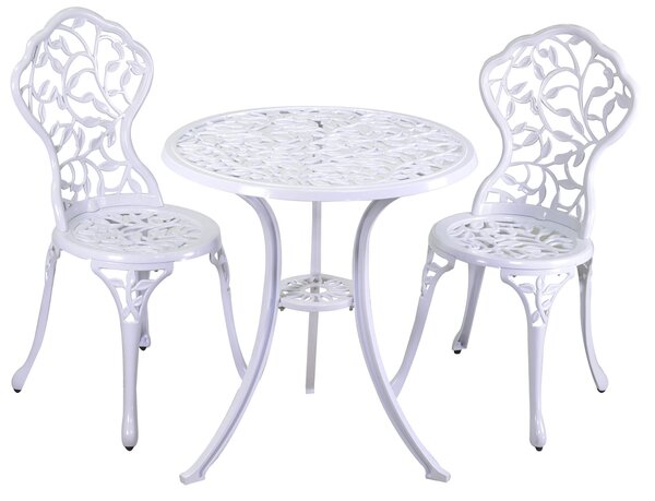 Set Tavolo e 2 Sedie da Giardino in Alluminio Volterra Bianco