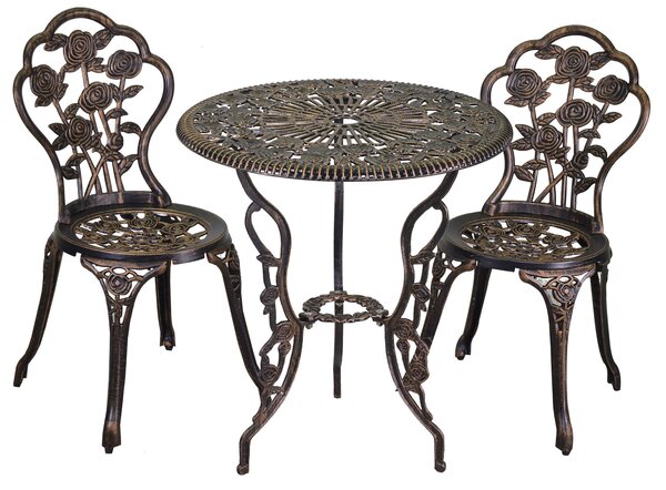 Set Tavolo e 2 Sedie da Giardino in Alluminio Verona Bronzo