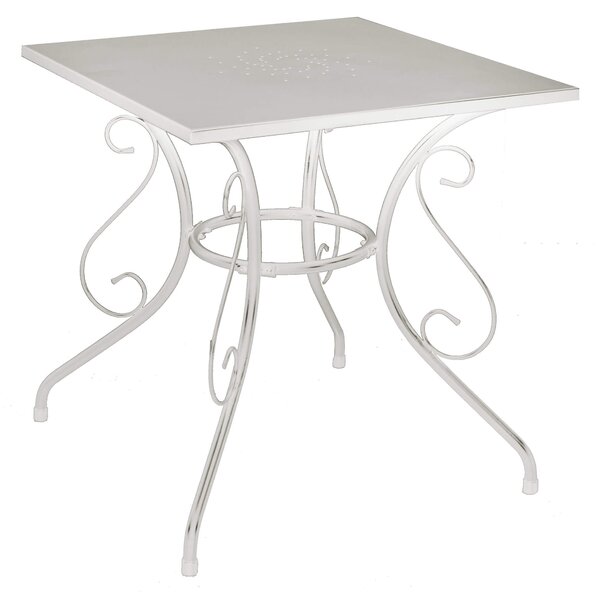 Tavolo da Giardino 70x70x72 cm in Metallo Old Bianco