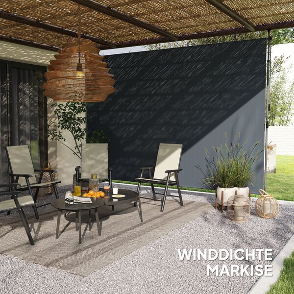 Outsunny Tenda a morsa con manovella regolabile in altezza, tenda a bracci senza forare 350 cm, Grigio scuro | Aosom Italy