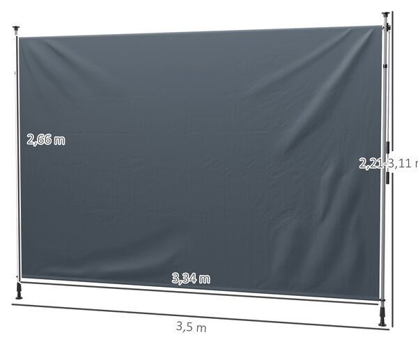 Outsunny Tenda a morsa con manovella regolabile in altezza, tenda a bracci senza forare 350 cm, Grigio scuro | Aosom Italy