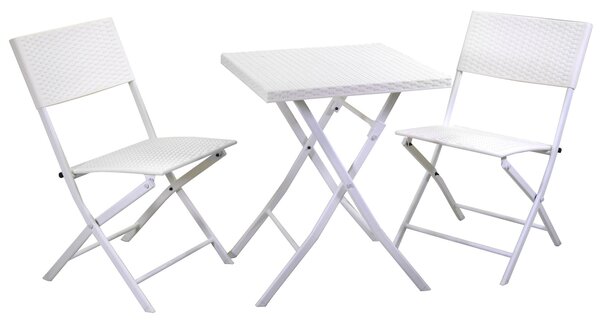 Set Tavolo e 2 Sedie Pieghevoli da Giardino in Ferro Spokane Bianco