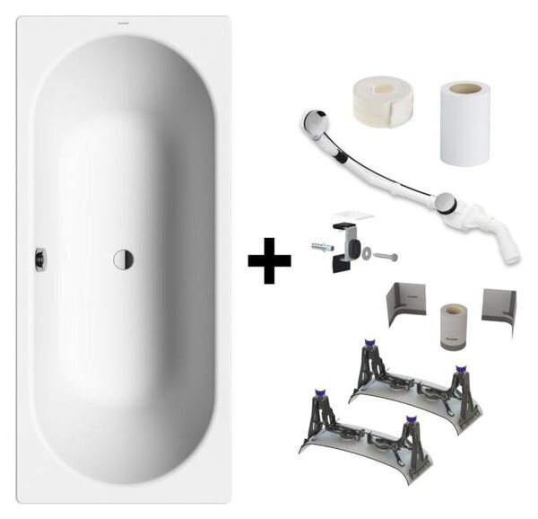 Vasca da bagno Kaldewei CLASSIC DUO, modello 107, dimensioni 170 x 75 cm, completa di kit di installazione BIS 5041