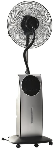 HOMCOM Ventilatore Oscillante con Nebulizzatore Deumidificatore e Telecomando | 3 Modalità e Timer 12h | Ф44.5cm x 135cm