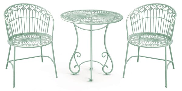 Set Tavolo e 2 Sedie da Giardino in Metallo Ragusa Verde