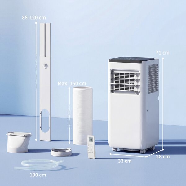 HOMCOM Condizionatore Portatile 10.000 BTU 4-in-1 Raffreddamento Deumidificatore Ventilatore con WiFi per 30 m² Bianco | Aosom Italy