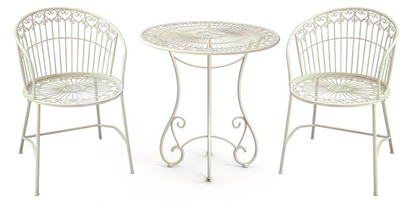Set Tavolo e 2 Sedie da Giardino in Metallo Ragusa Avorio