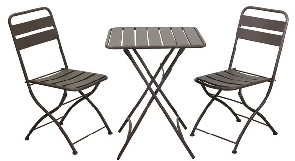 Set Tavolo e 2 Sedie Pieghevoli da Giardino in Metallo Rovigo Antracite