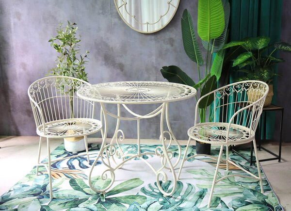 Set Tavolo e 2 Sedie da Giardino in Metallo Ragusa Avorio