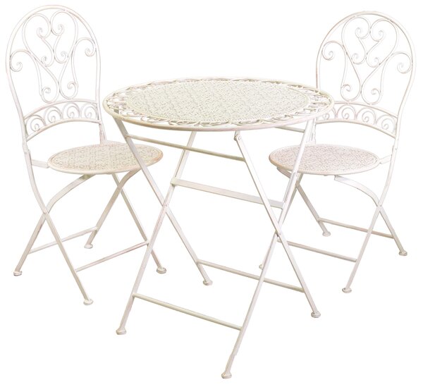 Set Tavolo e 2 Sedie da Giardino in Metallo Ragusa Avorio