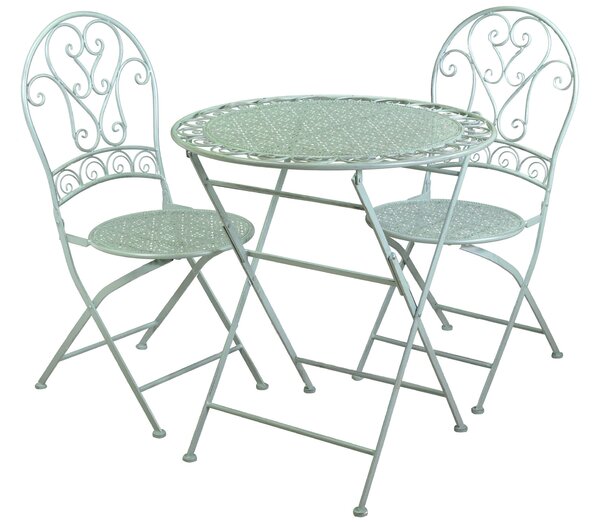 Set Tavolo e 2 Sedie Pieghevoli da Giardino in Metallo Ragusa Verde