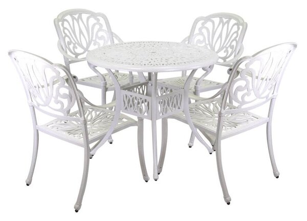 Set Tavolo e 4 Sedie da Giardino in Alluminio Maryland Bianco