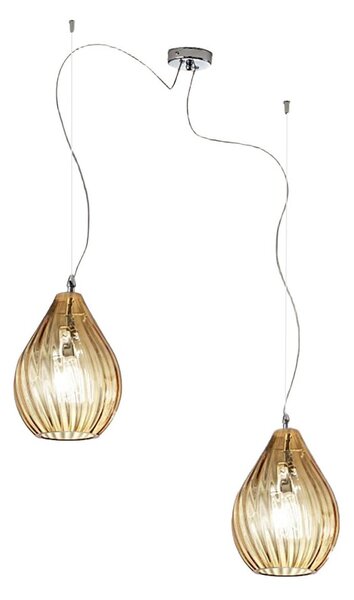 Sospensione moderna due p drops 2693 s2 e27 led ambra vetro lampadario - Due P Illuminazione