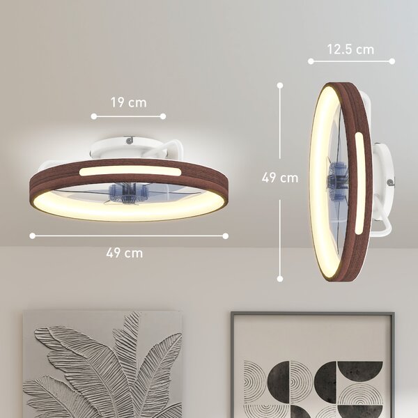 HOMCOM Ventilatore da Soffitto con Luce LED 40 W Motore DC Reversibile Telecomando 6 Velocità 3 Colori Timer Teak | Aosom Italy