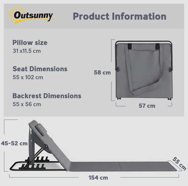 Outsunny Set da 2 Lettini con Schienale Regolabile, Pieghevoli e Leggeri con Cuscino e Tasca Portaoggetti | Aosom Italy