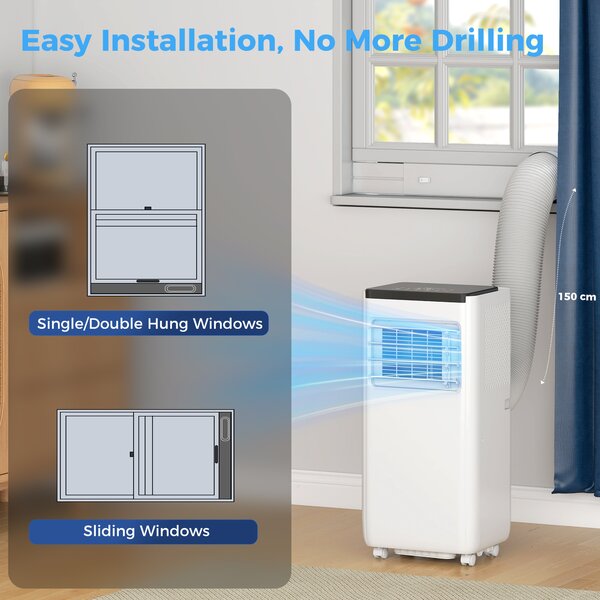 HOMCOM Condizionatore Portatile 10.000 BTU 4-in-1 Raffreddamento Deumidificatore Ventilatore con WiFi per 30 m² Bianco | Aosom Italy