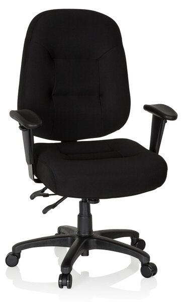Sedia da ufficio XXL, rivestita in tessuto nero, ergonomica, con portata massima di 150 kg