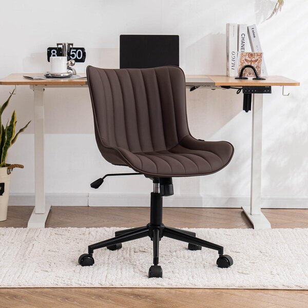 Sedia da ufficio in ecopelle, ergonomica, regolabile in altezza, portata massima 150 kg, colore marrone