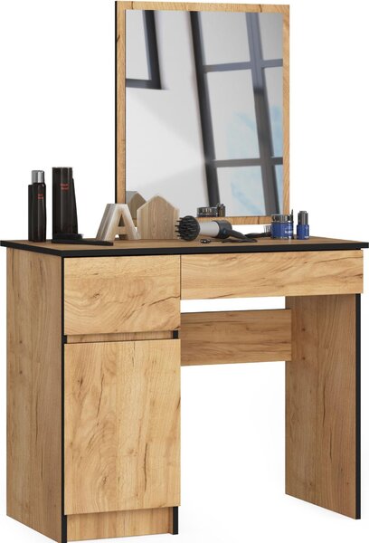 Akord Mobile Bagno Con Specchio A Sinistra In Rovere Craft 90X50X142 Cm