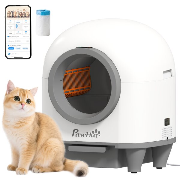 Lettiera Autopulente per Gatti 1-5 kg 55,5x51x58,5 cm Wifi e Funzioni Avanzate con App in PP Bianco e Grigio