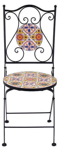 Set Tavolo e 2 Sedie da Giardino con Mosaico in Metallo Trapani