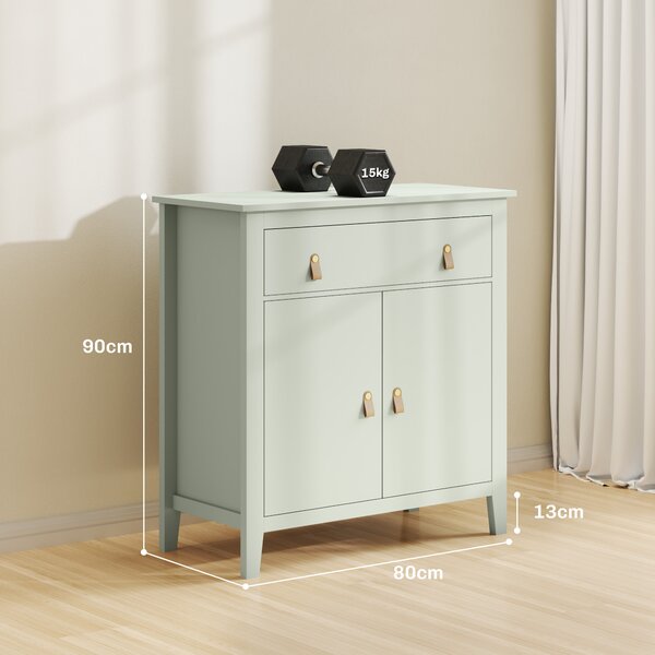 HOMCOM Buffet soggiorno, mobile contenitore con cassetto, doppia anta, ripiano regolabile, 80 x 40 x 90 cm, verde chiaro | Aosom Italy