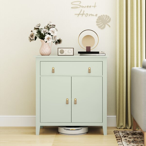 HOMCOM Buffet soggiorno, mobile contenitore con cassetto, doppia anta, ripiano regolabile, 80 x 40 x 90 cm, verde chiaro | Aosom Italy